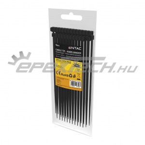Kábelkötegelő 3,6x250 - Fekete - 50 db-os - Entac (ECT-3.6-250-B)